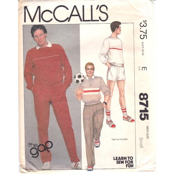 Vintage Sewing PATTERN McCalls 8715, Palmer and Pletsch 1980s Misses and Mens - Picture 1 of 2